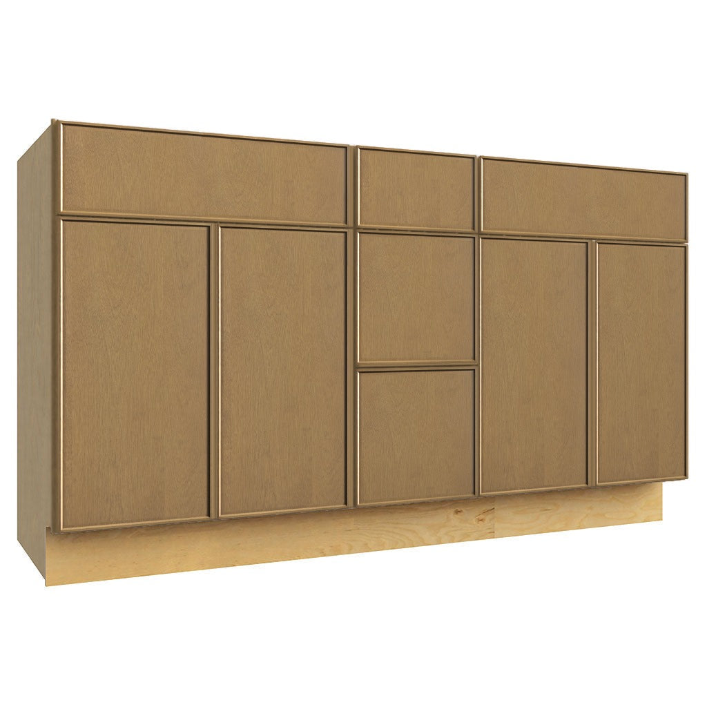 VSD60DOUBLE ( VANITY DOUBLE SINK & DRAWER COMBO - 60"W X 34-1/2"H X 21"D ) - Echo Timber