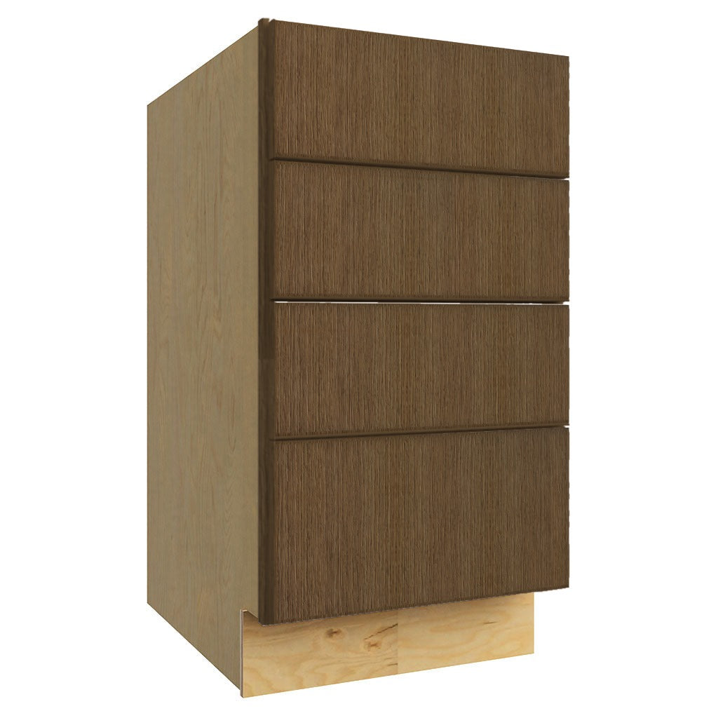 DB18-4 ( 4 DRAWER BASE - 18"W X 34-1/2"H X 24"D ) - Luxe Canyon Oak