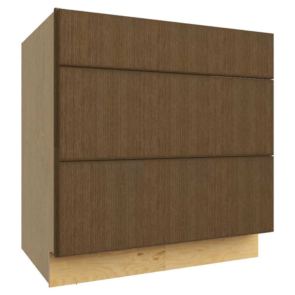 DB33 ( 3 DRAWER BASE - 33"W X 34-1/2"H X 24"D ) - Luxe Canyon Oak