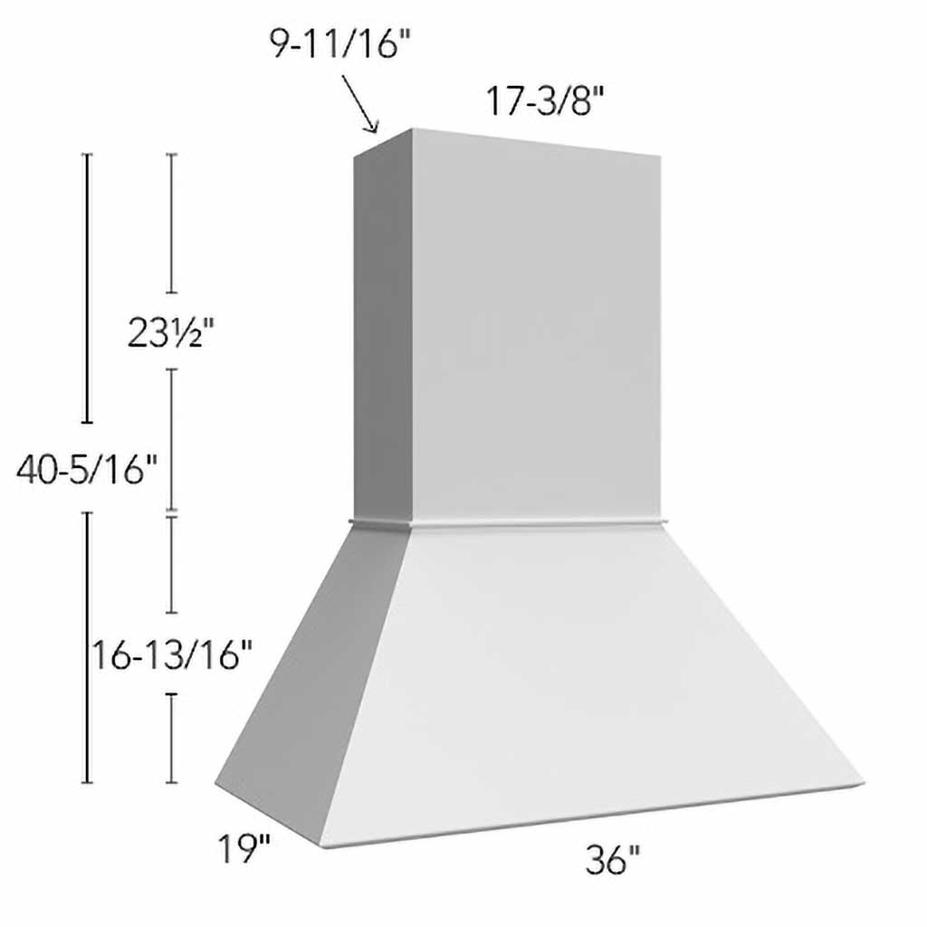 RHE36 TIMBER ( EURO HOOD TIMBER - 36"W X 40-5/16"H X 19"D )