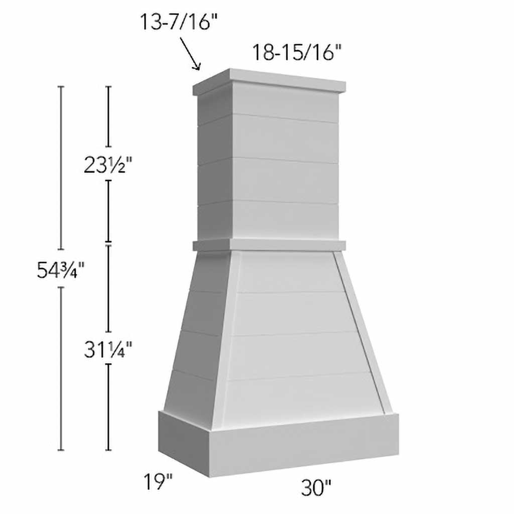 RHF30 ( FARMHOUSE HOOD - 30"W X 54-3/4"H X 19"D )