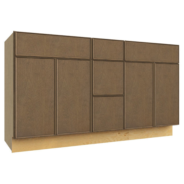 VSD60DOUBLE ( VANITY DOUBLE SINK & DRAWER COMBO - 60"W X 34-1/2"H X 21"D ) - Echo Mocha