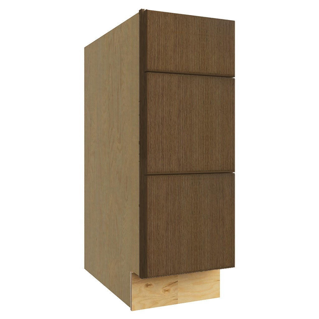 DB12 ( 3 DRAWER BASE - 12"W X 34-1/2"H X 24"D ) - Luxe Canyon Oak