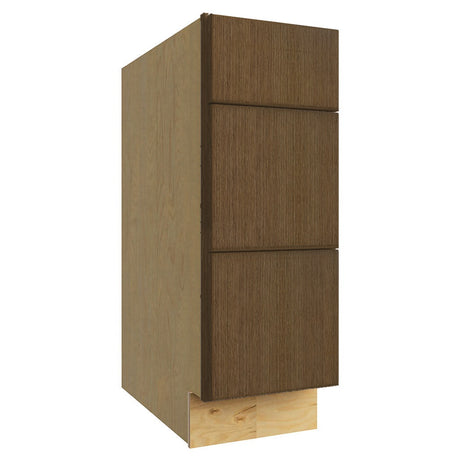 DB12 ( 3 DRAWER BASE - 12"W X 34-1/2"H X 24"D ) - Luxe Canyon Oak