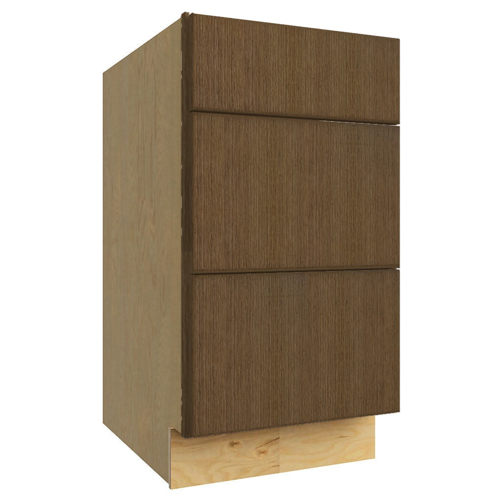 DB18 ( 3 DRAWER BASE - 18"W X 34-1/2"H X 24"D ) - Luxe Canyon Oak