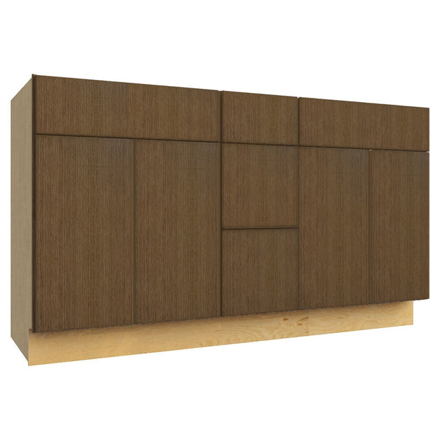 VSD60DOUBLE ( VANITY DOUBLE SINK & DRAWER COMBO - 60"W X 34-1/2"H X 21"D ) - Luxe Canyon Oak