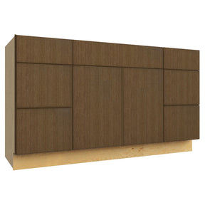 VSD60SINGLE ( VANITY SINGLE SINK & DRAWER COMBO - 60"W X 34-1/2"H X 21"D ) - Luxe Canyon Oak