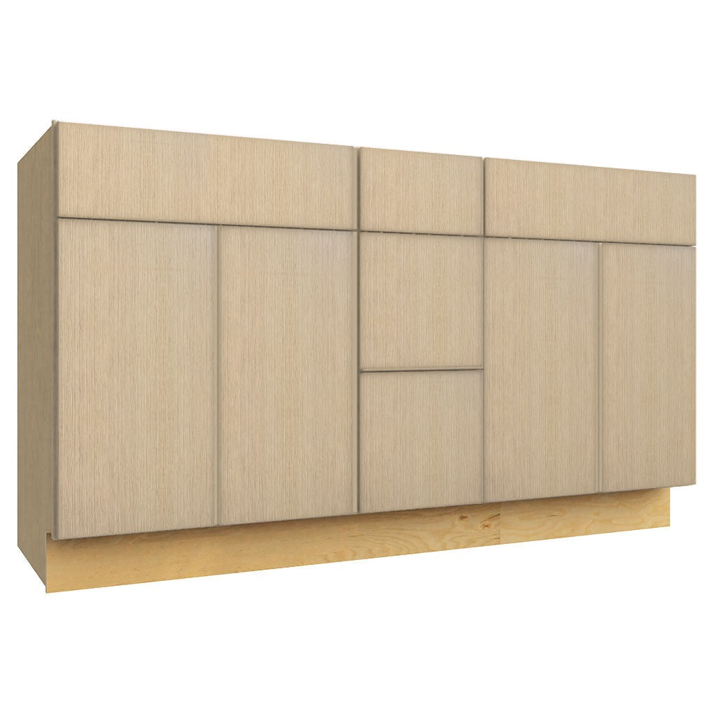 VSD60DOUBLE ( VANITY DOUBLE SINK & DRAWER COMBO - 60"W X 34-1/2"H X 21"D ) - Luxe Desert Oak