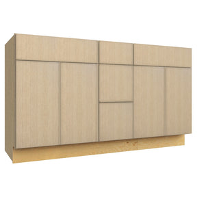 VSD60DOUBLE ( VANITY DOUBLE SINK & DRAWER COMBO - 60"W X 34-1/2"H X 21"D ) - Luxe Desert Oak