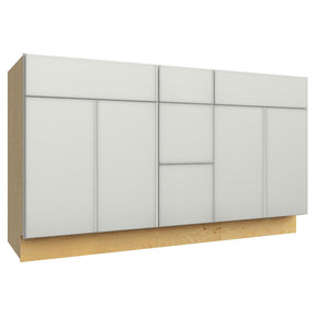 VSD60DOUBLE ( VANITY DOUBLE SINK & DRAWER COMBO - 60"W X 34-1/2"H X 21"D ) - Luxe Frost