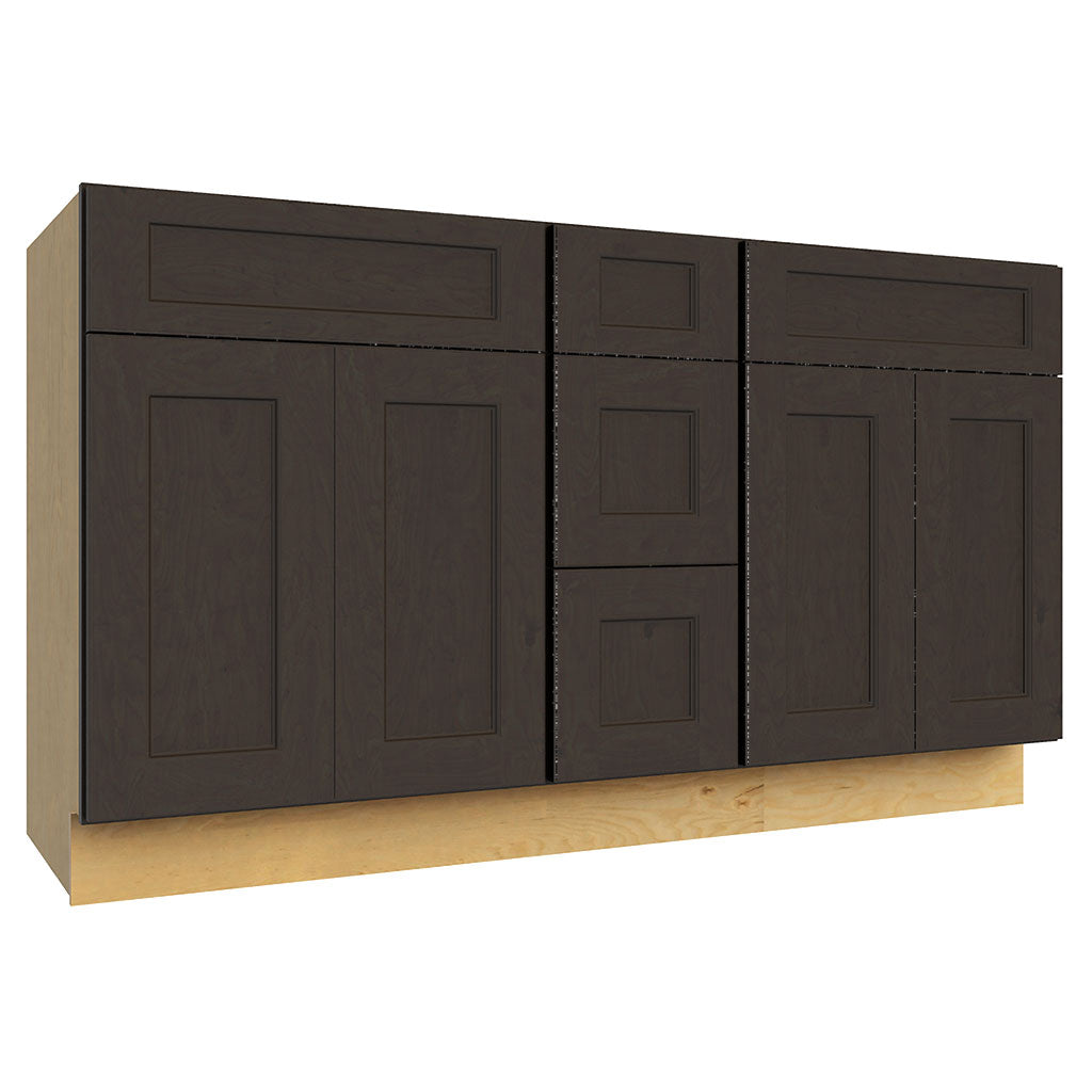 VSD60DOUBLE ( VANITY DOUBLE SINK & DRAWER COMBO - 60"W X 34-1/2"H X 21"D )