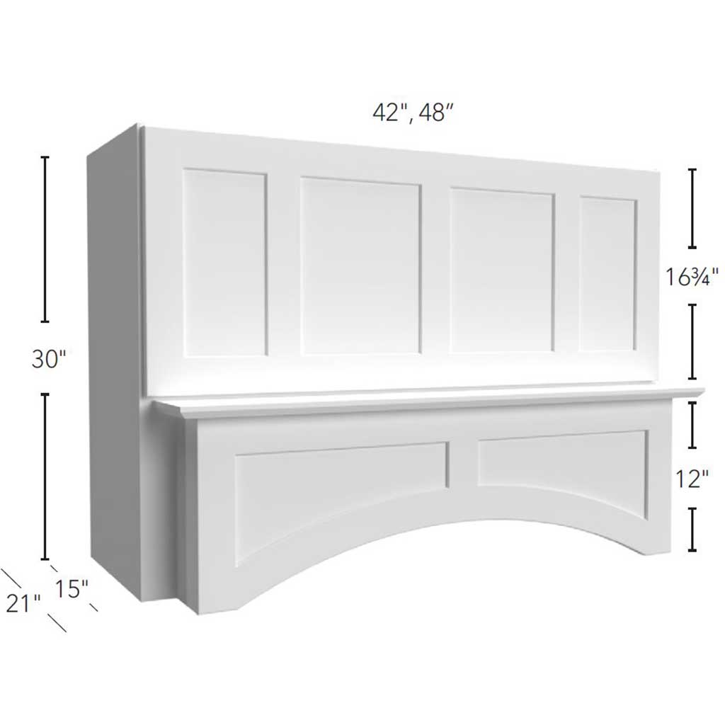 RHA483021 ( 4 PANEL ARCHED HOOD - 48"W X 30"H X 15-21"D )