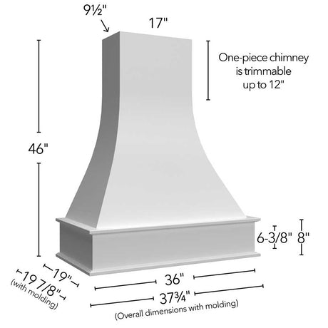 Fabuwood Fusion Timber RHCA36 WALNUT Curved Artisan Hood