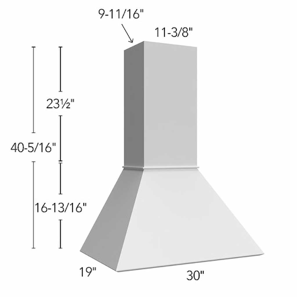 RHE30 ( EURO HOOD - 30"W X 40-5/16"H X 19"D )
