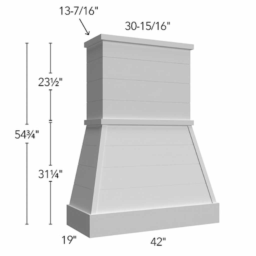 RHF42 TIMBER ( FARMHOUSE HOOD TIMBER - 42"W X 54-3/4"H X 19"D )
